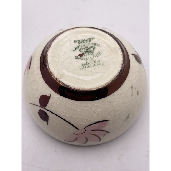 Staffordshire U.K. Pink Copper Luster Small Pitcher Bowl Old Castle Early 1900's - Picture 6 of 7